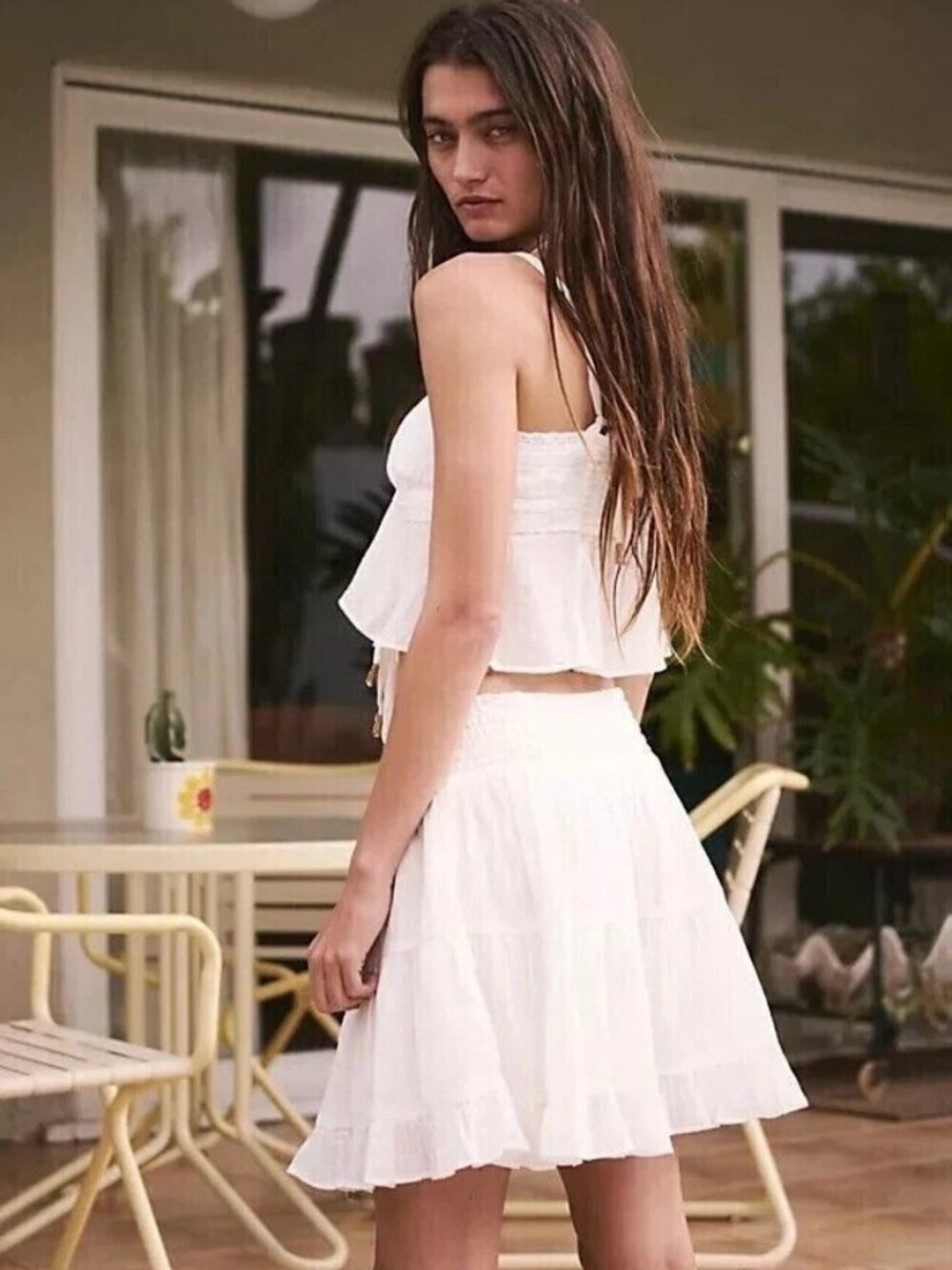Free People Zaria Set Tank Top & Mini Skirt Set Ivory Size Large NWT - Picture 3 of 11